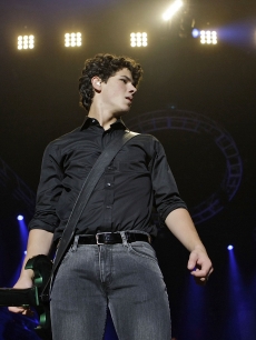 Nick Jonas of The Jonas Brothers performs at Wembley Arena on June 15, 2009 in London