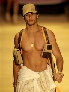 Jesus Luz sports a Colcci creation during the Sao Paulo Fashion Week