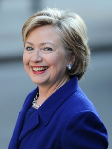 Secretary of State Hillary Clinton joins the Presedential party on visit to 10 Downing Street on April 1, 2009 in London, England