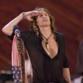 Steven Tyler of Aerosmith performs during the Boston Pops Fireworks Spectacular concert at the Hatch Shell on Boston’s Charles River Esplanade on July 4, 2006 