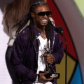 Lil Wayne accepts an award at the 2009 BET Awards at the Shrine Auditorium in Los Angeles on June 28, 2009