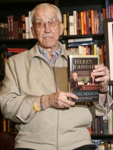 Ed McMahon shows off a copy of his book, ‘Here’s Johnny! My Memories Of Johnny Carson, The Tonight Show and 46 Years Of Friendship’ in Hollywood on December 8, 2005