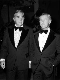 ‘Tonight Show’ duo Ed McMahon and Johnny Carson dressed to the nines at a party for Carson in Beverly Hills in June 1972