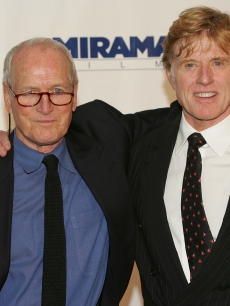 Paul Newman and Robert Redford attend the the Westport Country Playhouse gala benefit dinner in Greenwich, Connecticut on October 14, 2004