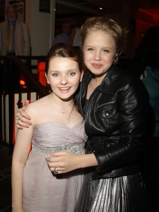 On-screen sisters, Abigail Breslin and Sofia Vassilieva strike a pose during the after party for the New York premiere of ‘My Sister’s Keeper’ in New York City on June 24, 2009