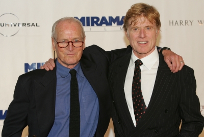 Paul Newman and Robert Redford attend the the Westport Country Playhouse gala benefit dinner in Greenwich, Connecticut on October 14, 2004