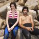 Ashley Greene and Adrian Grenier during the Oakley Learn to Ride fueled by Muscle Milk Surf Camp at Carpinteria State Beach in Carpinteria, CA