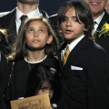 Paris, Blanket and Prince Michael I at the public memorial for Michael Jackson, Los Angeles, July 7, 2009