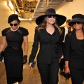 Janet, LaToya and Rebbie Jackson exit backstage following Michael Jackson’s public memorial service held at Staples Center on July 7, 2009 in Los Angeles