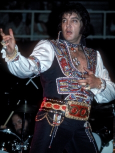 Elvis Presley performing in North Carolina on July 23, 1975