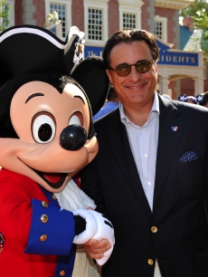 Andy Garcia poses with Mickey Mouse at Disneyworld, July 3, 2009 