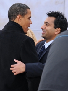 Kal Penn with Obama at the Lincoln Memorial in Washington on January 18, 2009