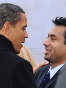 Kal Penn with Obama at the Lincoln Memorial in Washington on January 18, 2009