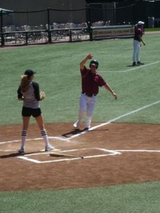 Peter Facinelli scores while Rachelle Lefevre mans home base