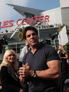 Lou Ferrigno and wife Carla arrive at the Michael Jackson public memorial service held at the Staples Center on July 7, 2009 