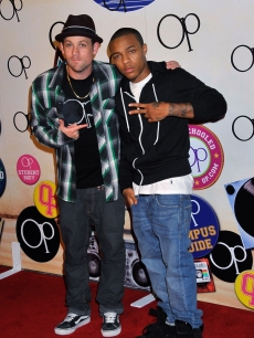 Joel Madden and Bow Wow hang out at the Open Campus launch party at Mel’s Diner on July 7, 2009 in West Hollywood