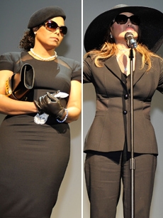 Janet Jackson and LaToya Jackson speak to fans at the Nokia Theatre after Michael’s public memorial on July 7, 2009