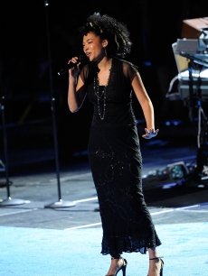 Judith Hill performs at the Michael Jackson public memorial service held at Staples Center, Los Angeles, July 7, 2009 
