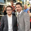 Seth Rogen and Eric Bana strike a pose at the premiere of ‘Funny People’ in Hollywood on July 20, 2009 