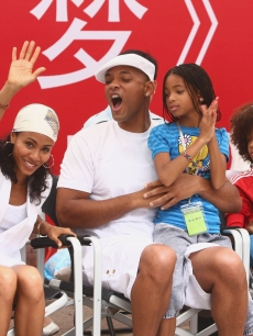 Will Smith, Jada Pinkett, Willow Smith and Jaden Smith attend the starting ceremony of ‘The Karate Kid,’ Beijing, China July 11, 2009