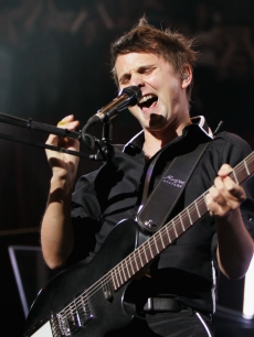 Matthew Bellamy of British rock group Muse performs live on stage during the fifth night of a series of concerts and events in aid of Teenage Cancer Trust organised by charity Patron Roger Daltrey, at the Royal Albert Hall on April 12, 2008 in London