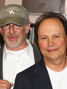 Steven Spielberg and Billy Crystal go backstage at ‘West Side Story’ on Broadway in New York City on July 14, 2009 