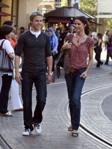 Derek Hough and Shannon Elizabeth enjoy some retail therapy at The Grove in Los Angeles on July 15, 2009