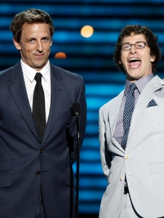 ‘SNL’ funnymen Seth Meyers and Andy Samberg take the stage during the 2009 ESPY Awards in LA on July 15, 2009 
