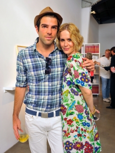 Zachary Quinto and Sarah Paulson strike a pose during the reception for ‘Jessica Lange’s: 50 Photographs 1992-2008’ at The Rose Gallery in Santa Monica on July 18, 2009 