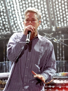 Adam Yauch — aka MCA — of The Beastie Boys rocks the mic during Bonnaroo 2009 in Tennessee