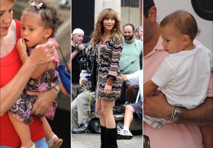 Jennifer Lopez’s twins, Emme and Max, visit mom on the set of her film, ‘The Back-Up Plan,’ in NYC on July 16, 2009