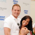 Tye Strickland and fiancee Melissa Rycroft arrives Azure Pool and Ultra Lounge at Venetian Hotel and Casino Resort in Las Vegas on July 25, 2009