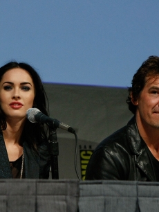 Megan Fox and Josh Brolin speak during a panel for ‘Jonah Hex’ at Comic-Con 2009 in San Diego on July 24, 2009 
