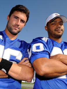 Brody Jenner and Donald Faison strike a manly pose during the Madden NFL 10 Pigskin Pro-Am in Malibu on July 24, 2009 