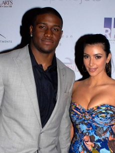 Reggie Bush and Kim Kardashian at the 2009 Moves Magazine Super Bowl party in St. Petersburg, Fla.