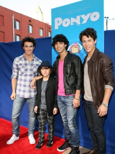 Frankie Jonas and brothers Kevin Jonas, Joe Jonas, and Nick Jonas of the Jonas Brothers arrive for the Industry Screening Of Walt Disney Pictures’ ‘Ponyo’ at the El Capitan Theatre on July 27, 2009 in Hollywood