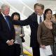Journalist Laura Ling with former President Bill Clinton and former Vice President Al Gore at the Bob Hope Airport in Burbank, Calif., on Wednesday, August 5, 2009